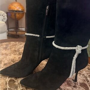 Vince Camuto Black Heeled Boots with Silver Accents